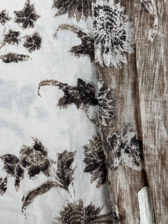 SS2004 Dolce & Gabbana Beige & Brown Old Floral Print Linen Shirt gMsmSFV 9