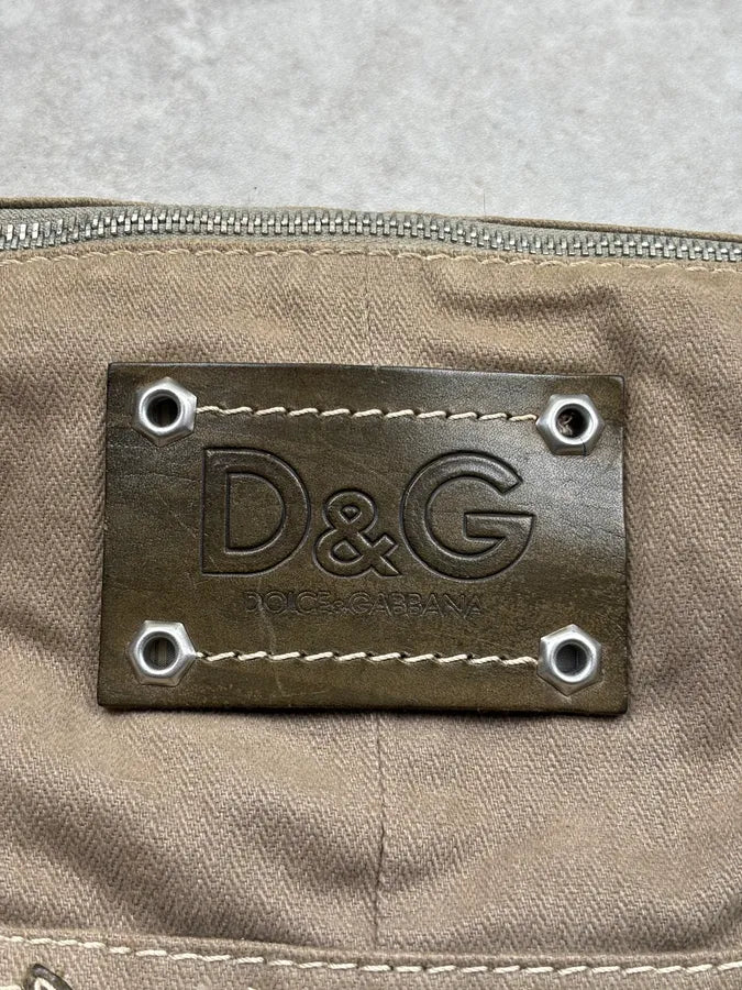 2000s Dolce & Gabbana Beige Canvas Multi-Pocket Shoulder Bag CmjGjsH 5