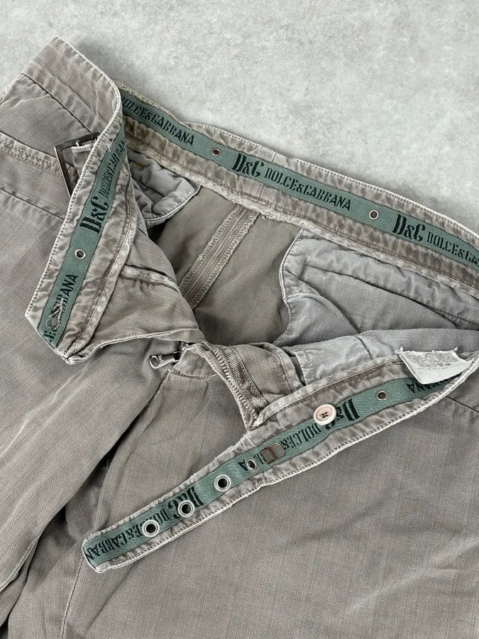 SS2006 Dolce & Gabbana Beige Cozy Cotton Pants aQdWfHV 8