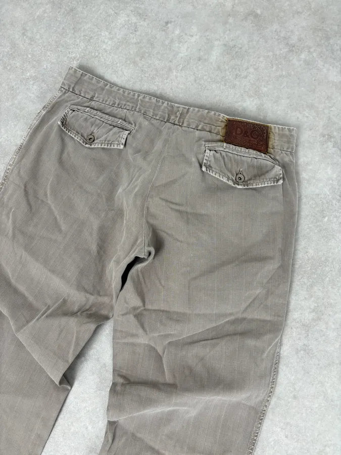 SS2006 Dolce & Gabbana Beige Cozy Cotton Pants aQdWfHV 6