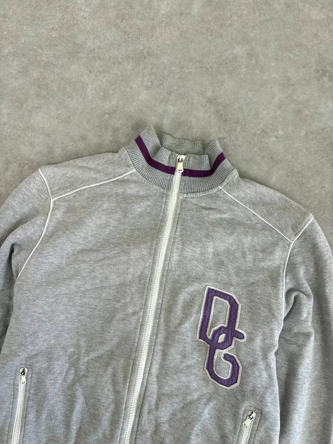AW2005 Dolce & Gabbana Grey & Purple Logo Zip-Up Sweater aRsPPOc 3