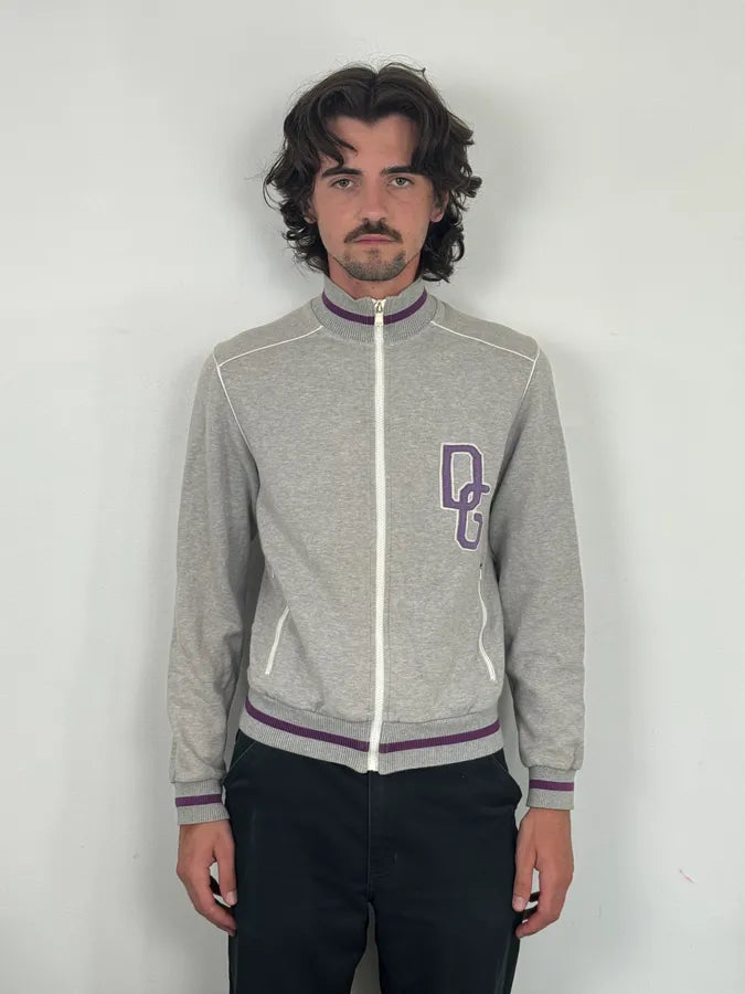 AW2005 Dolce & Gabbana Grey & Purple Logo Zip-Up Sweater aRsPPOc 1