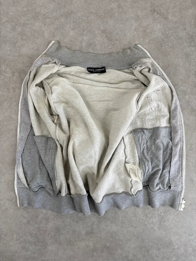 AW2005 Dolce & Gabbana Grey & Purple Logo Zip-Up Sweater aRsPPOc 6