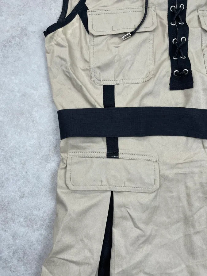 2000s Dolce & Gabbana Beige Bondage Multi-Pocket Cargo Dress rGuDNZs 4