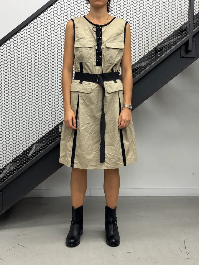 2000s Dolce & Gabbana Beige Bondage Multi-Pocket Cargo Dress rGuDNZs 2