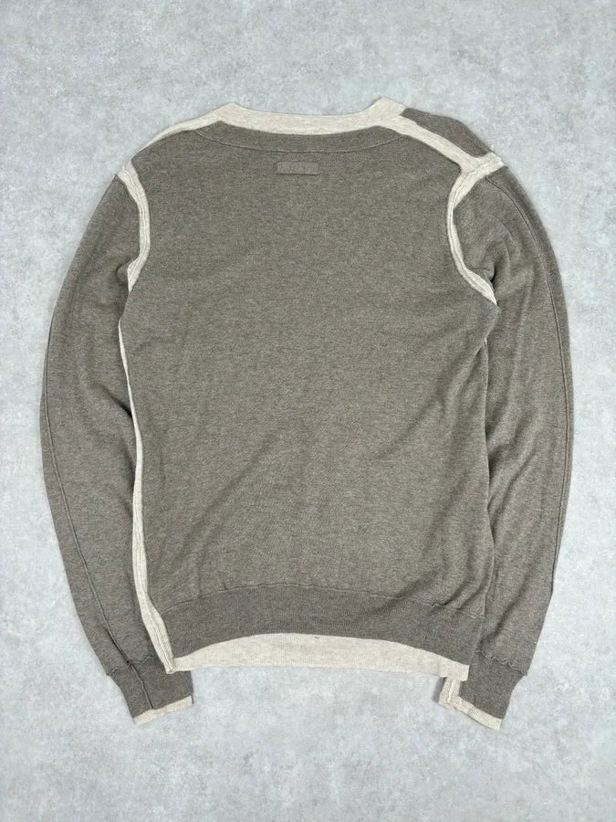 2000s Dolce & Gabbana Beige V-Neck Contrast Trim Sweater anCPIik 4