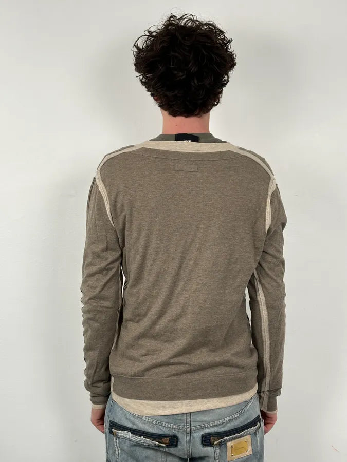 2000s Dolce & Gabbana Beige V-Neck Contrast Trim Sweater anCPIik 2