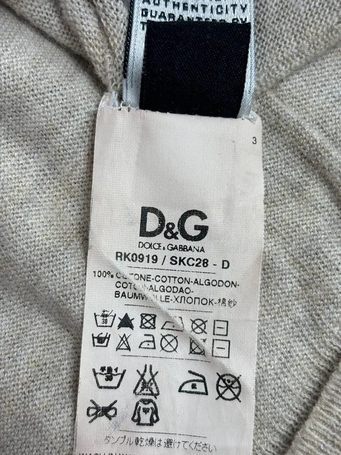 2000s Dolce & Gabbana Beige V-Neck Contrast Trim Sweater anCPIik 8