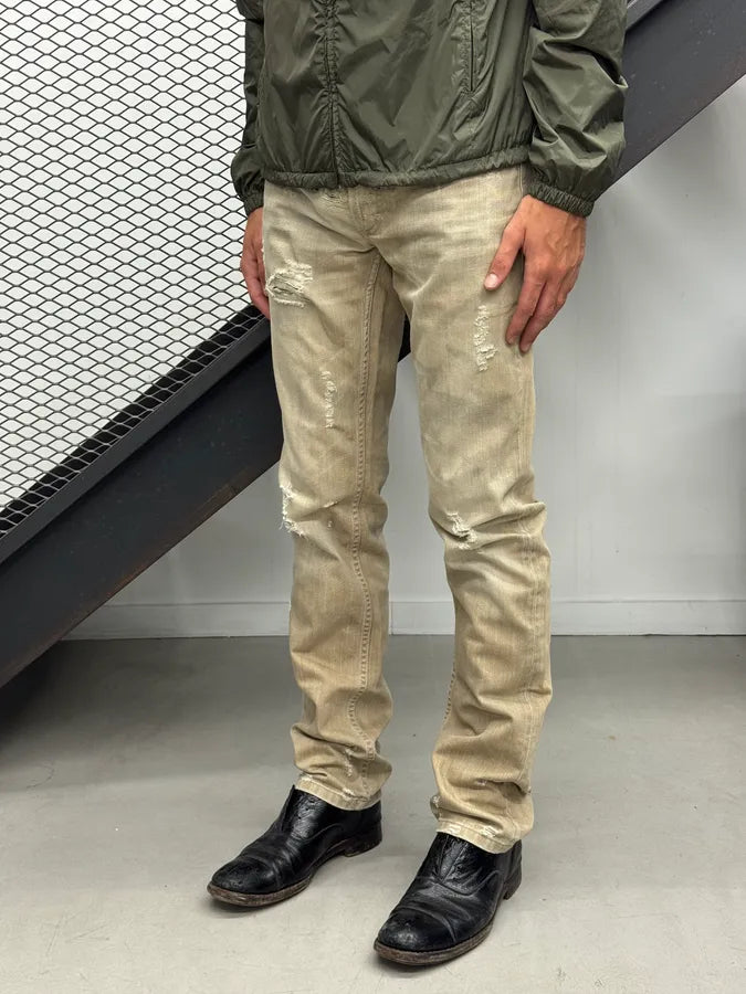 2000s Dolce & Gabbana Beige Denim Distressed Jeans ZFwhbTu 3