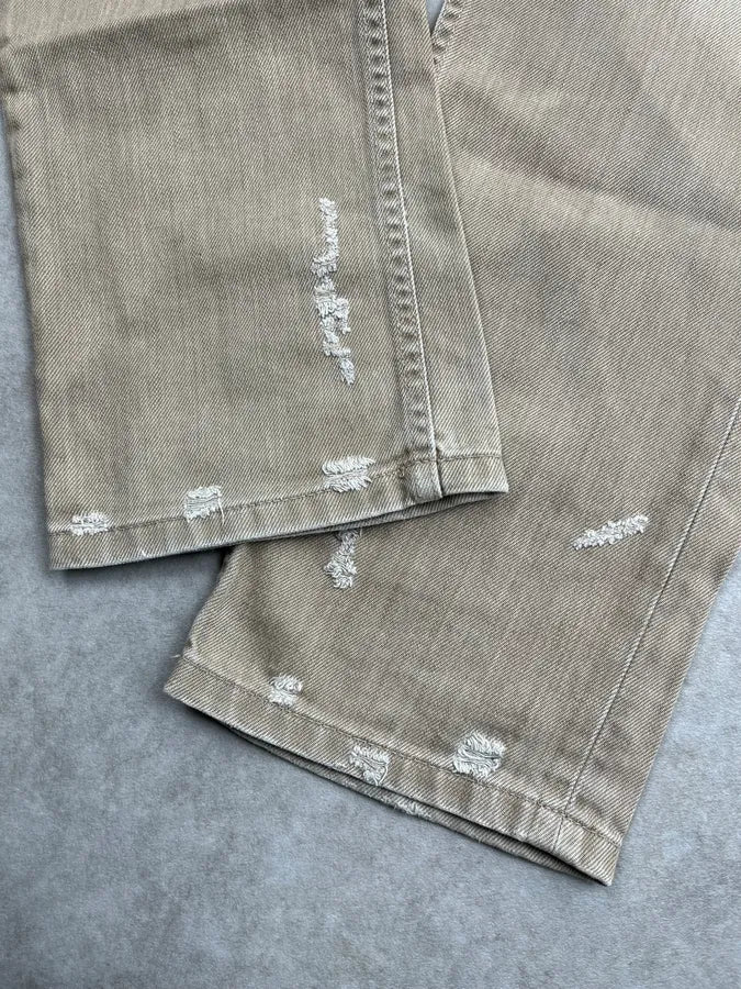 2000s Dolce & Gabbana Beige Denim Distressed Jeans ZFwhbTu 7