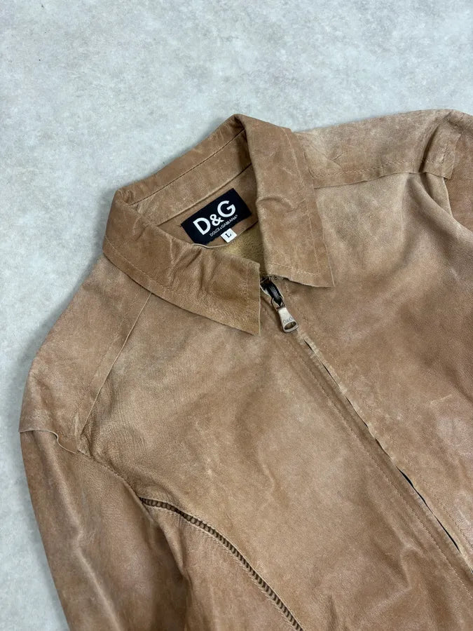 2000s Dolce & Gabbana Beige Rodeo Leather Jacket  UzEKscM 4