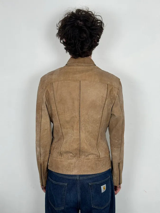 2000s Dolce & Gabbana Beige Rodeo Leather Jacket  UzEKscM 1