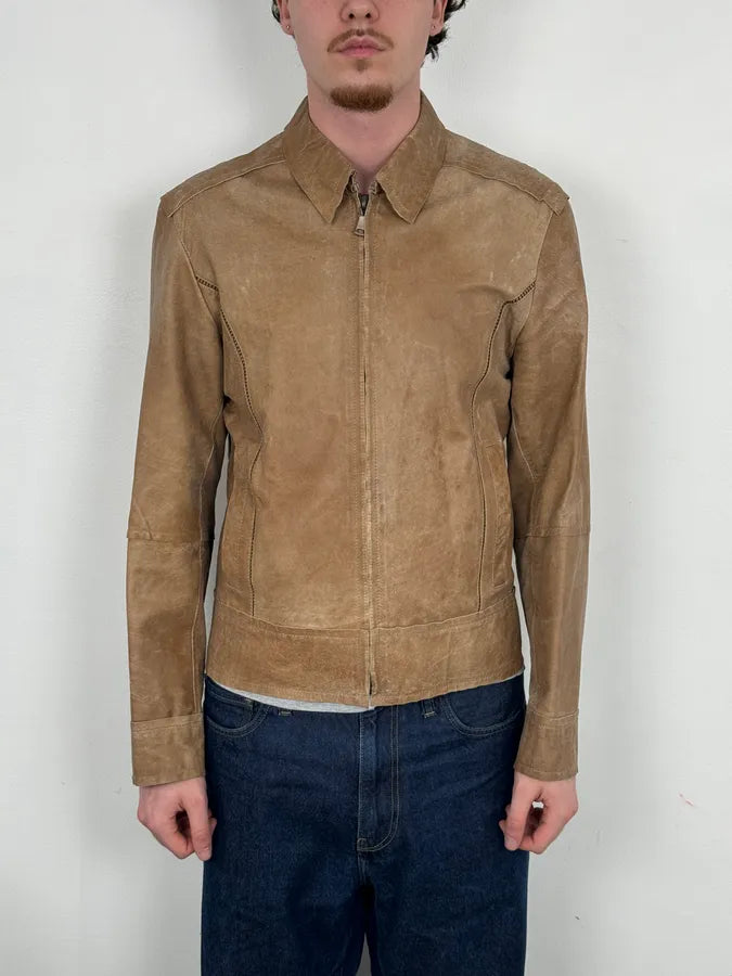 2000s Dolce & Gabbana Beige Rodeo Leather Jacket  UzEKscM 0