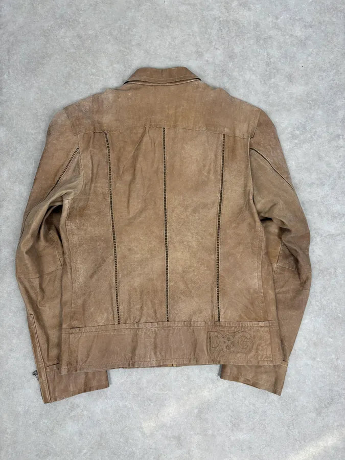 2000s Dolce & Gabbana Beige Rodeo Leather Jacket  UzEKscM 5