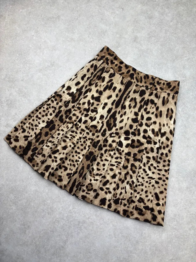 2010s Dolce & Gabbana Beige Leopard Midi Skirt IuUbSXa 4