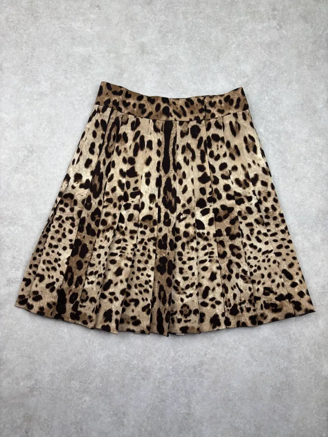 2010s Dolce & Gabbana Beige Leopard Midi Skirt IuUbSXa 6