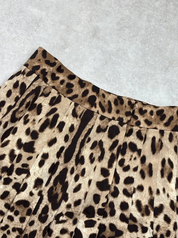 2010s Dolce & Gabbana Beige Leopard Midi Skirt IuUbSXa 7