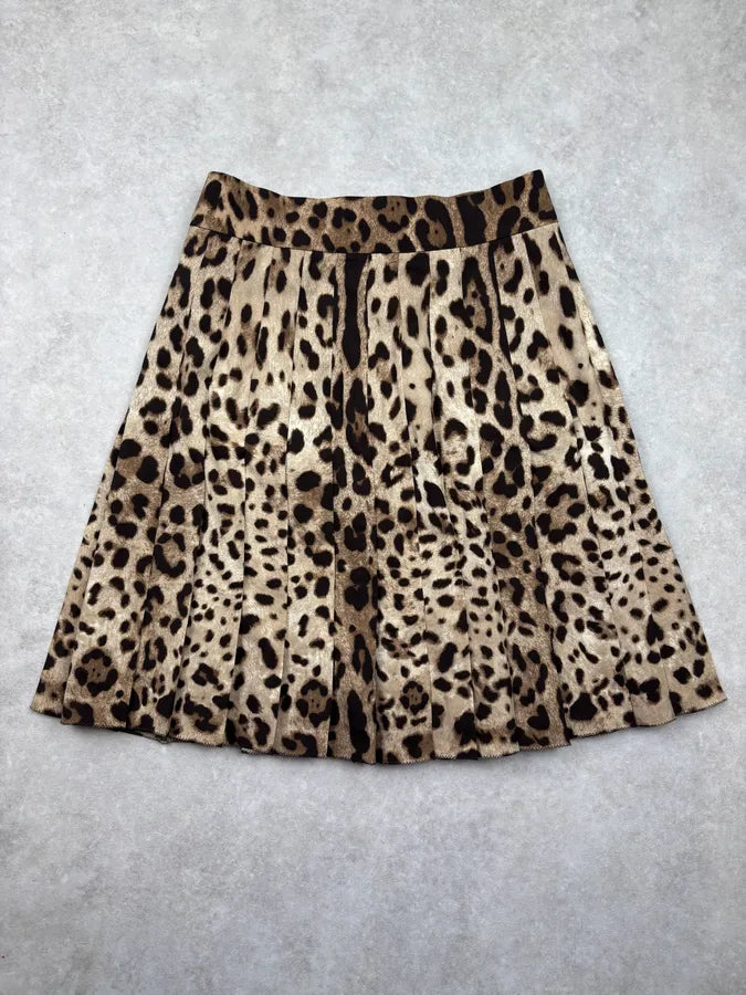 2010s Dolce & Gabbana Beige Leopard Midi Skirt IuUbSXa 0