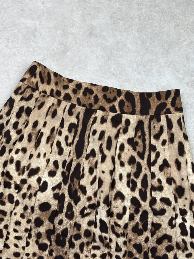 2010s Dolce & Gabbana Beige Leopard Midi Skirt IuUbSXa 5