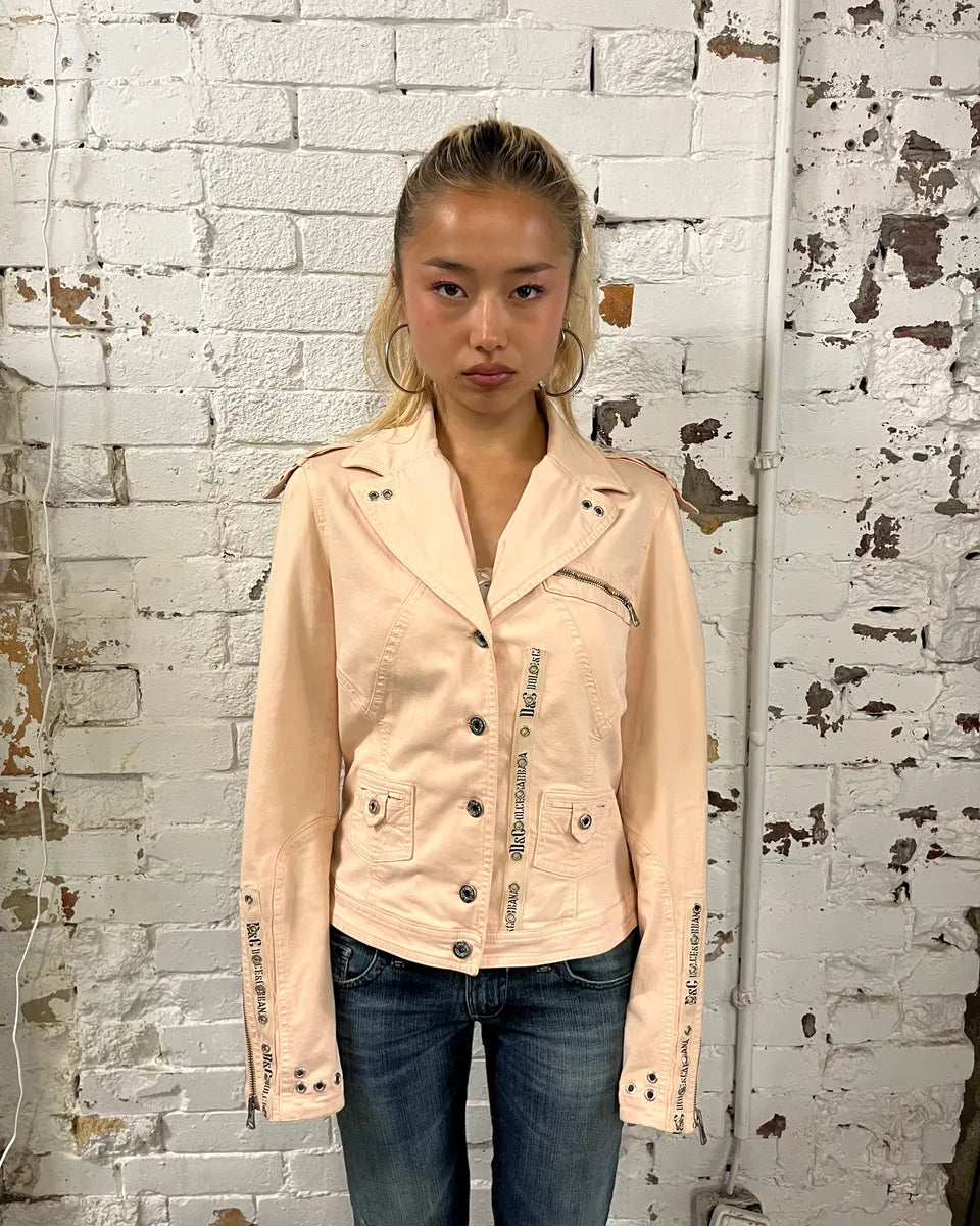 SS2004 Dolce & Gabbana Faded Pink Perfecto Light Jacket FglATUd 2