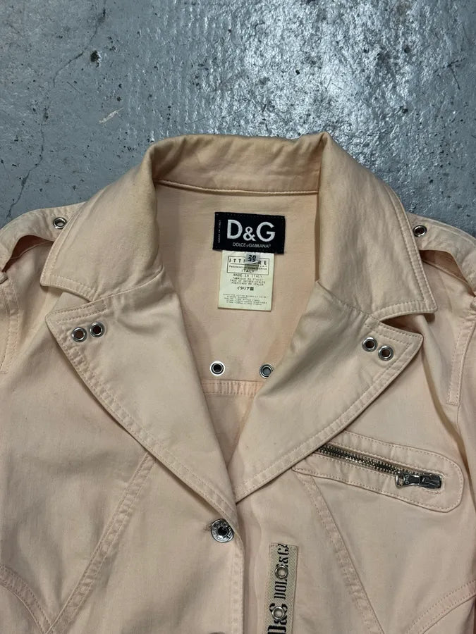 SS2004 Dolce & Gabbana Faded Pink Perfecto Light Jacket FglATUd 7
