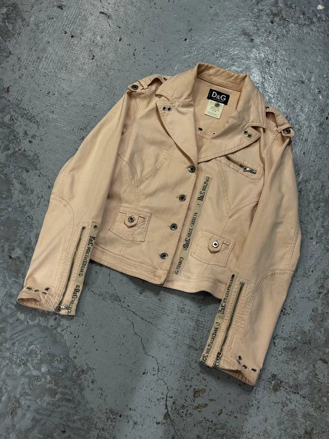 SS2004 Dolce & Gabbana Faded Pink Perfecto Light Jacket FglATUd 4