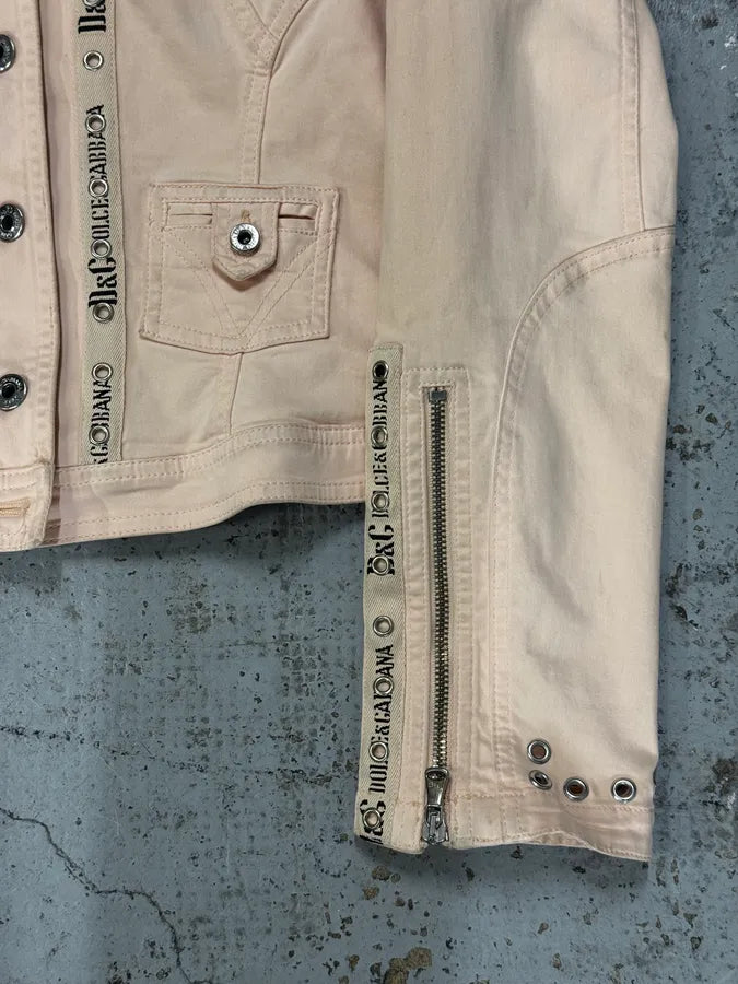 SS2004 Dolce & Gabbana Faded Pink Perfecto Light Jacket FglATUd 8