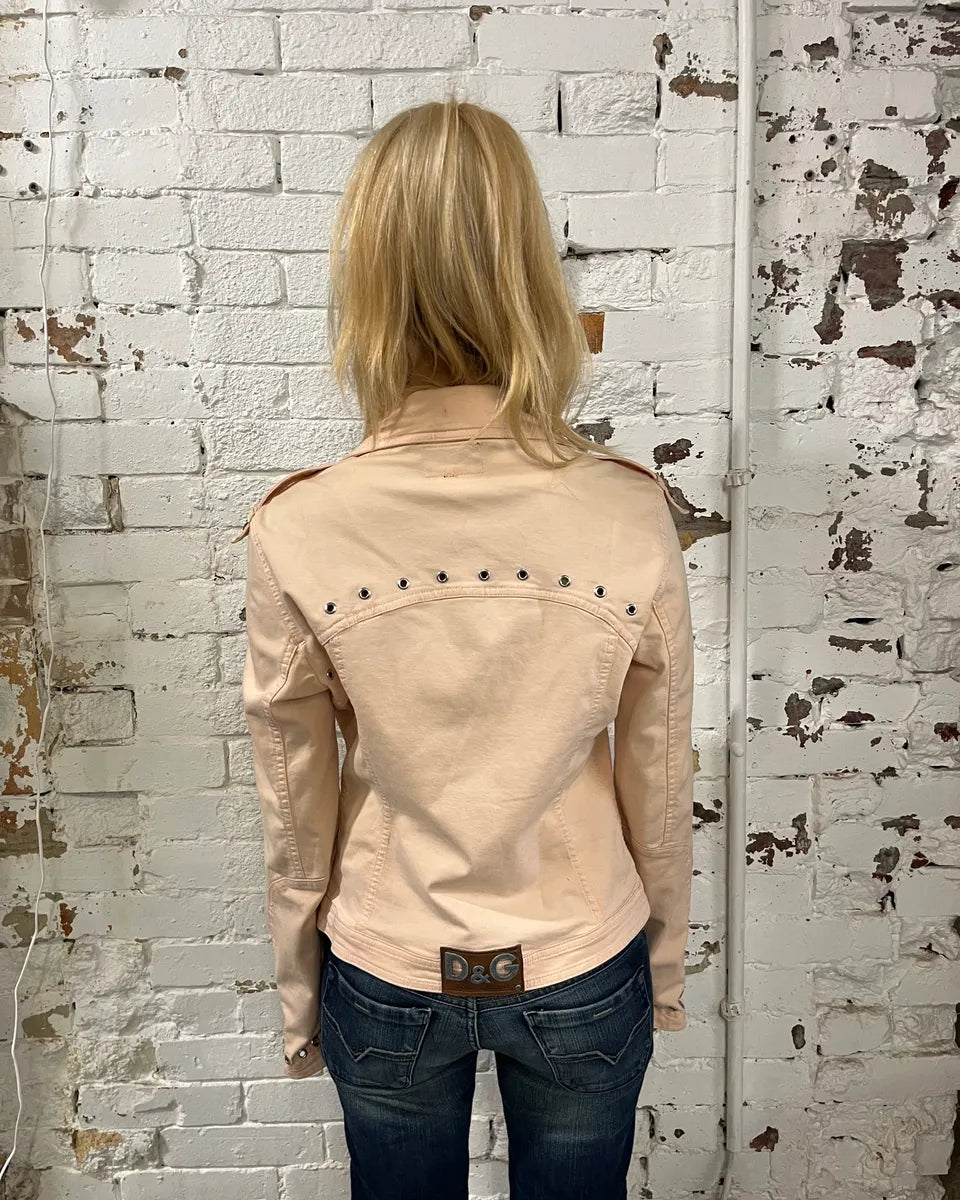 SS2004 Dolce & Gabbana Faded Pink Perfecto Light Jacket FglATUd 3