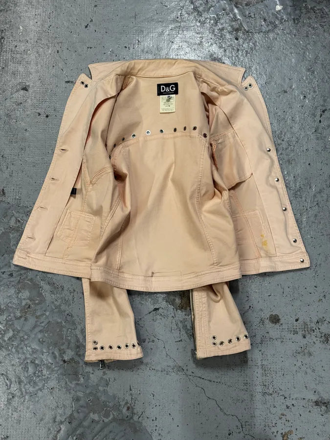 SS2004 Dolce & Gabbana Faded Pink Perfecto Light Jacket FglATUd 6