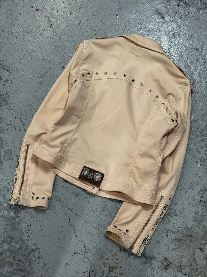 SS2004 Dolce & Gabbana Faded Pink Perfecto Light Jacket FglATUd 5