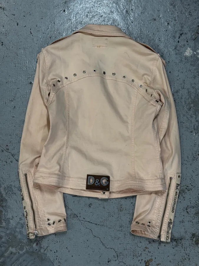 SS2004 Dolce & Gabbana Faded Pink Perfecto Light Jacket FglATUd 1