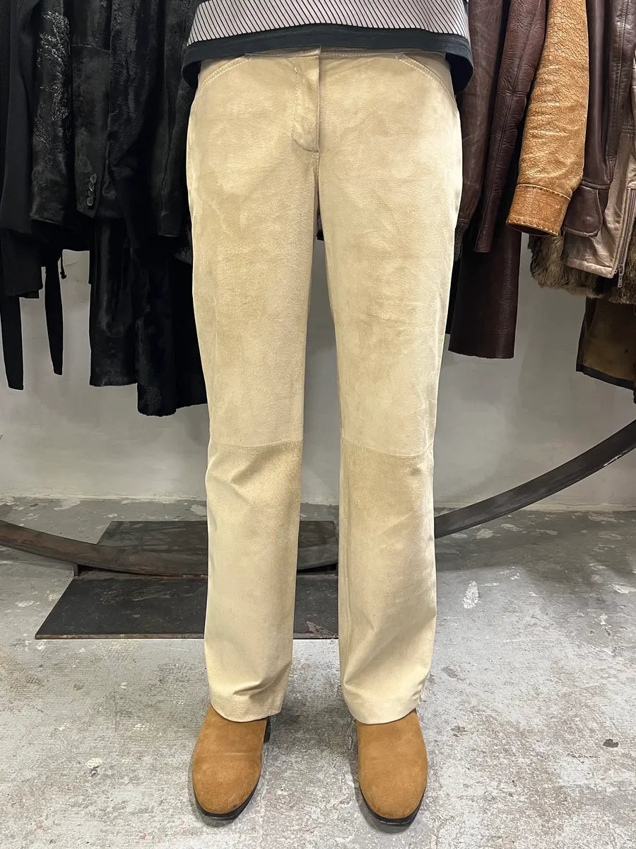 Dolce & Gabbana Beige Suede Leather Pants (M) qpprxMY 1