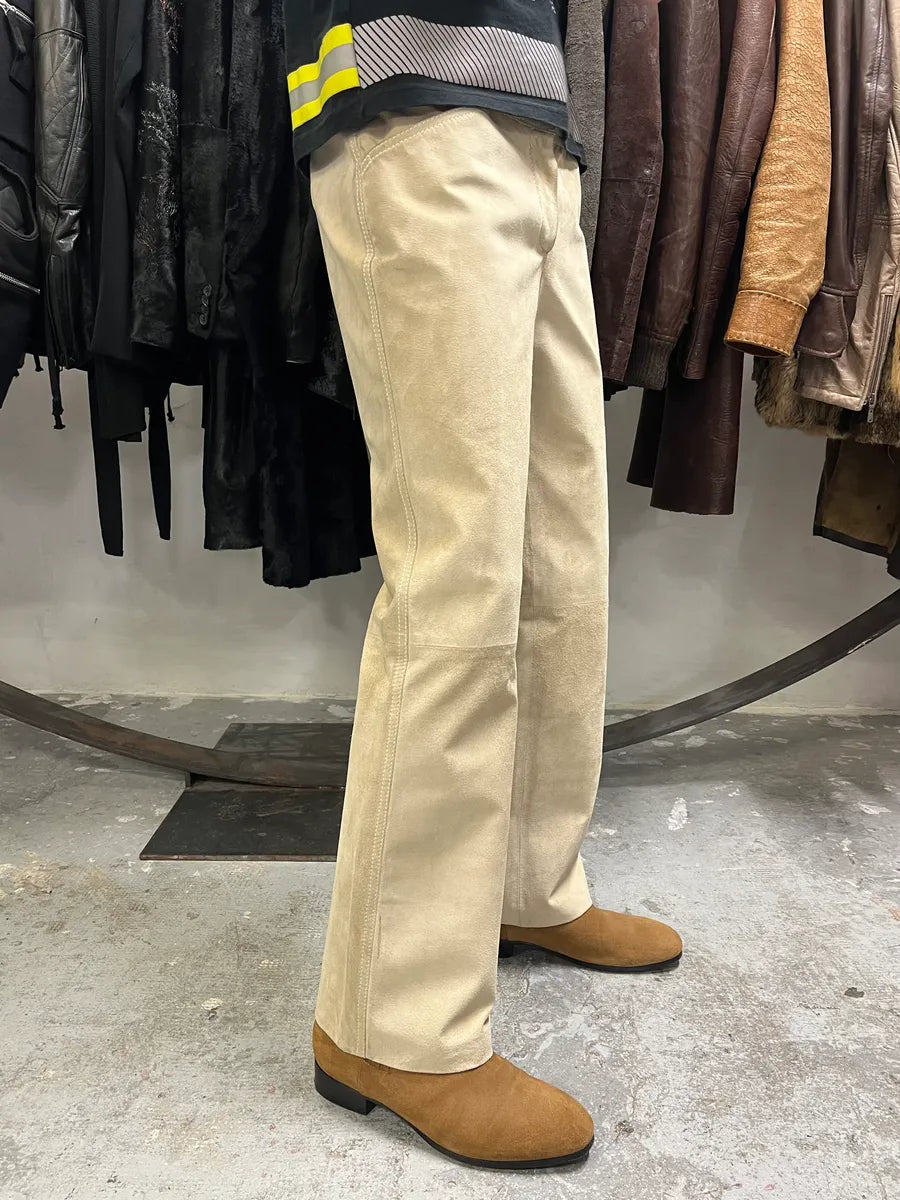 Dolce & Gabbana Beige Suede Leather Pants (M) qpprxMY 2