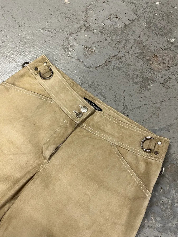 Dolce & Gabbana Beige Suede Leather Pants (M) qpprxMY 5