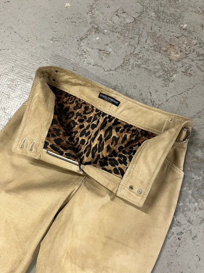 Dolce & Gabbana Beige Suede Leather Pants (M) qpprxMY 9