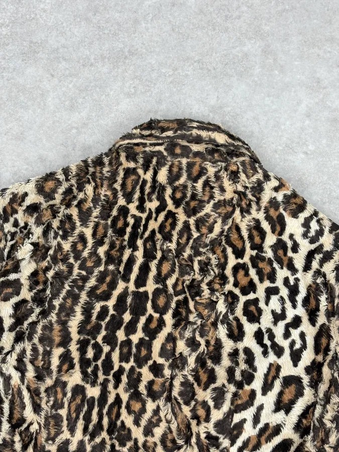 2000s Dolce & Gabbana Beige Faux Fur Leopard Shirt KxUuQlh 5