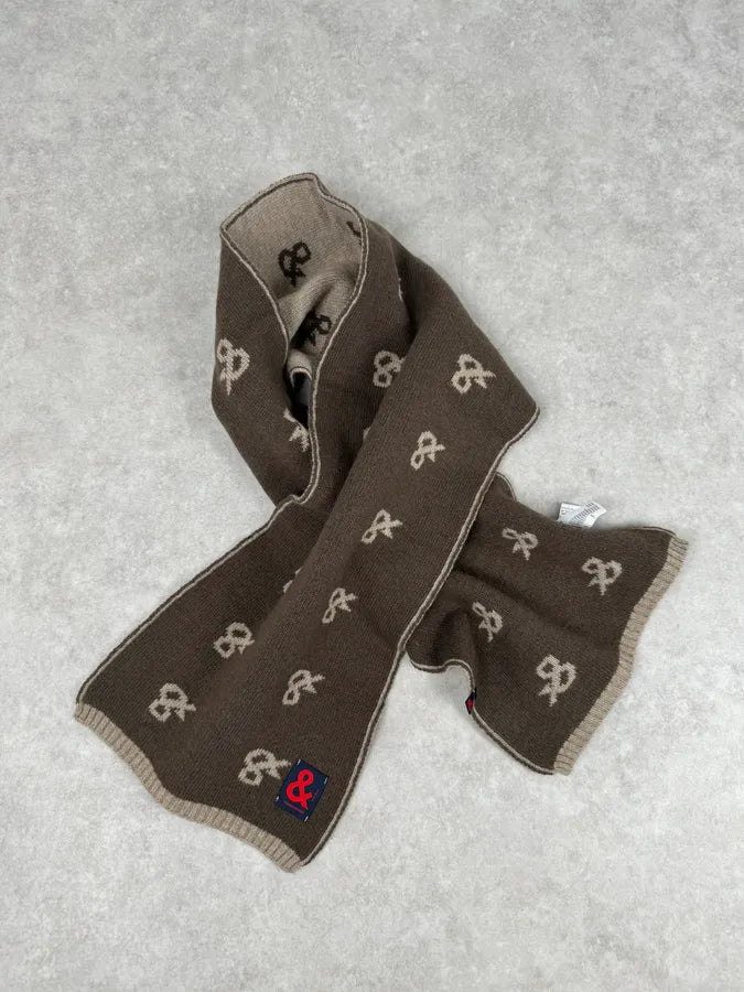 1990s Dolce & Gabbana Beige Wool Ampersand Propaganda Scarf ObonRwi 1