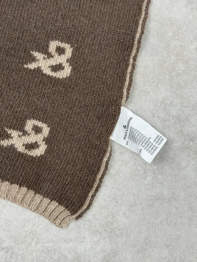 1990s Dolce & Gabbana Beige Wool Ampersand Propaganda Scarf ObonRwi 4