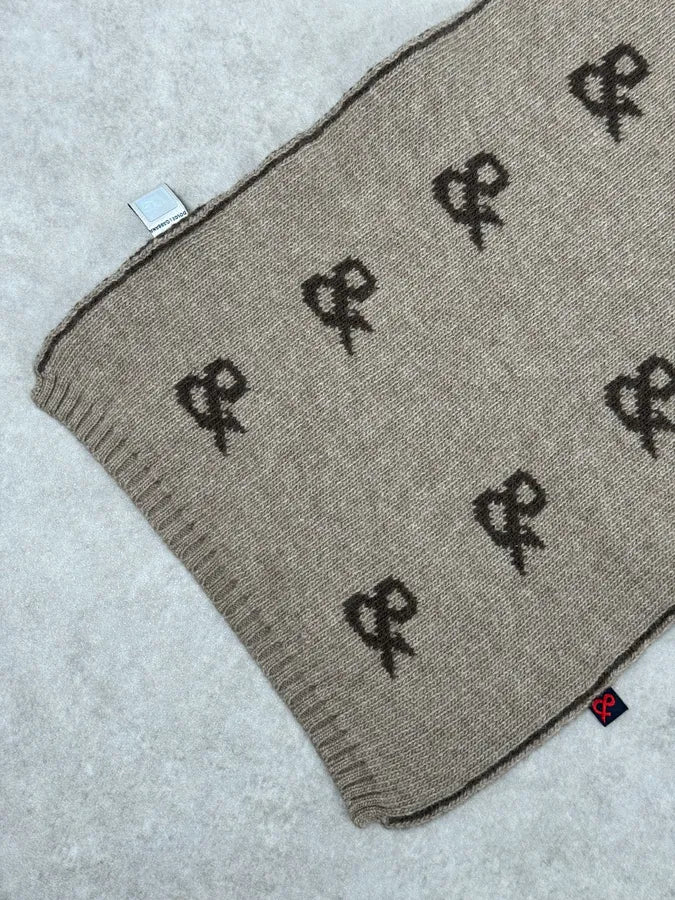 1990s Dolce & Gabbana Beige Wool Ampersand Propaganda Scarf ObonRwi 3