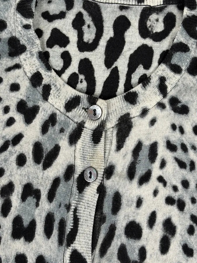 2010s Dolce & Gabbana Blue Wool Leopard Print Cardigan Sweater BbvIZaE 7