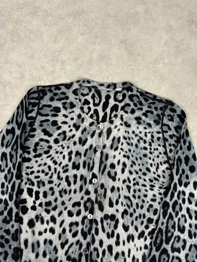 2010s Dolce & Gabbana Blue Wool Leopard Print Cardigan Sweater BbvIZaE 3