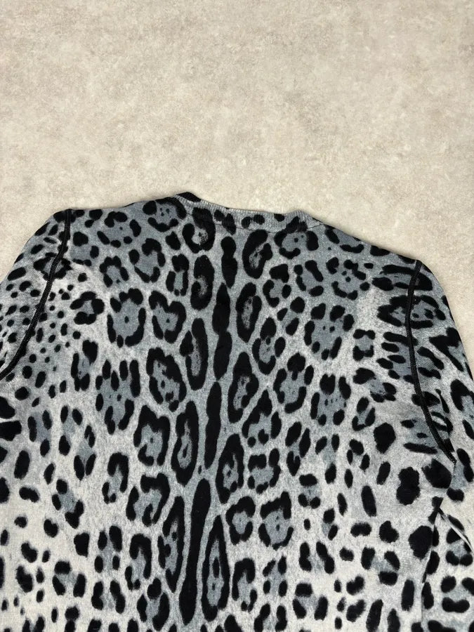 2010s Dolce & Gabbana Blue Wool Leopard Print Cardigan Sweater BbvIZaE 5