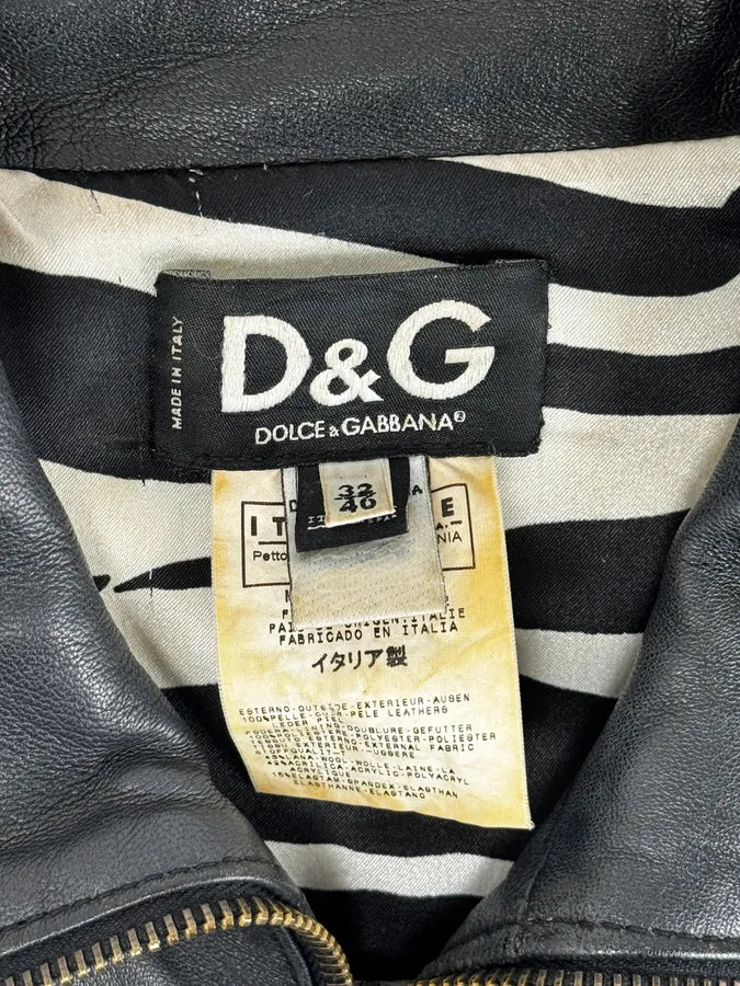 SS2003 Dolce & Gabbana Black 2 In 1 Ribbed Edges Leather Jacket ZEfLjSS 14