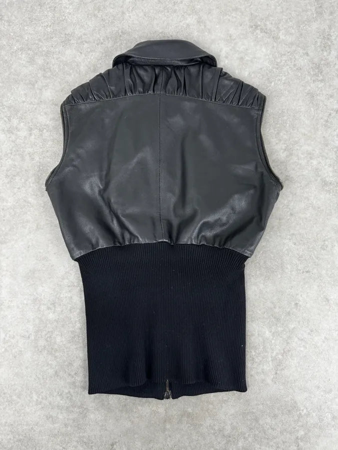 SS2003 Dolce & Gabbana Black 2 In 1 Ribbed Edges Leather Jacket ZEfLjSS 9