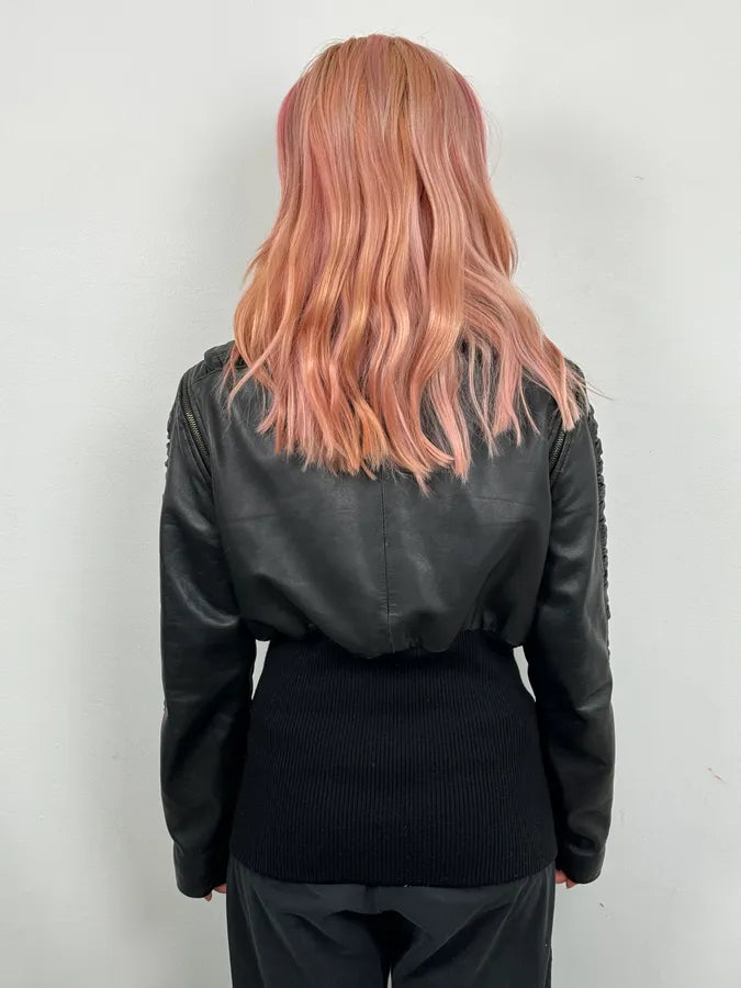 SS2003 Dolce & Gabbana Black 2 In 1 Ribbed Edges Leather Jacket ZEfLjSS 7