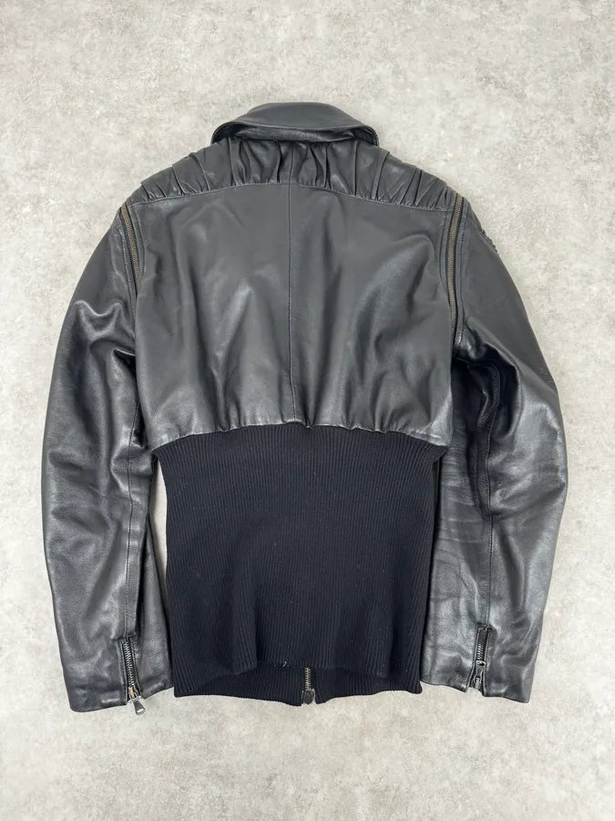 SS2003 Dolce & Gabbana Black 2 In 1 Ribbed Edges Leather Jacket ZEfLjSS 8
