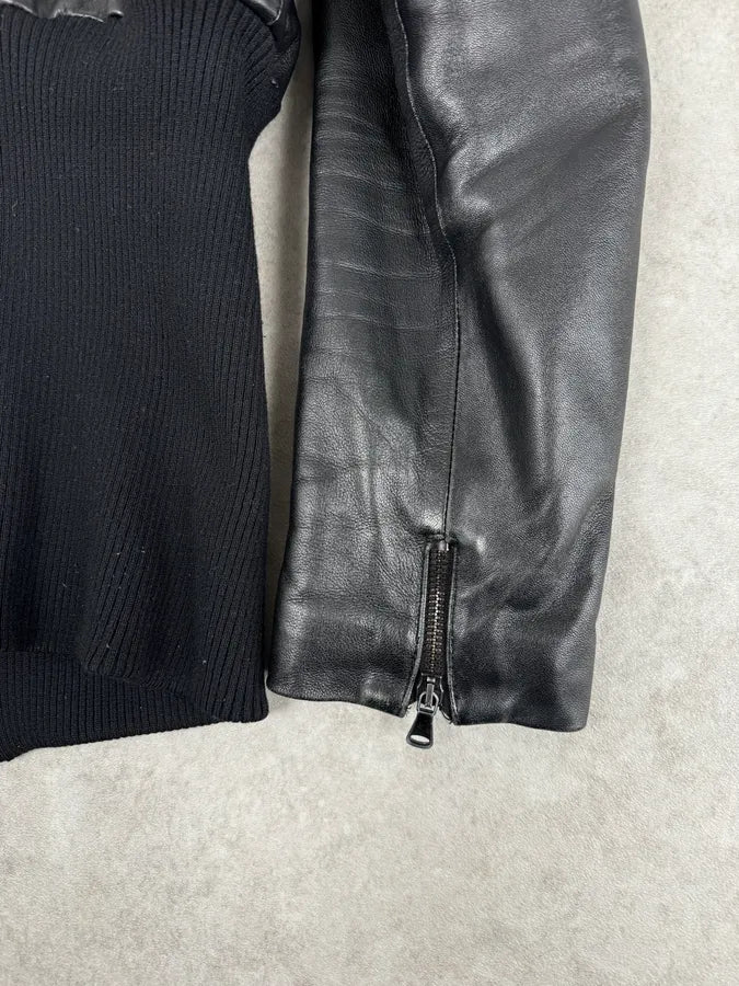 SS2003 Dolce & Gabbana Black 2 In 1 Ribbed Edges Leather Jacket ZEfLjSS 13