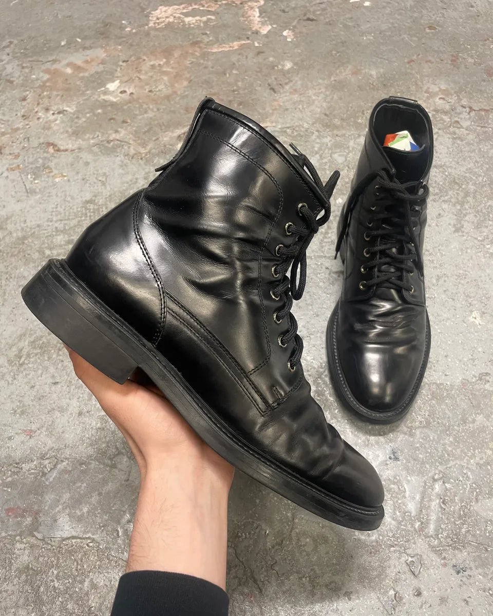 Dolce & Gabbana Black Ankle Pure Leather Boots (44eu/us10) qQExtwI 0