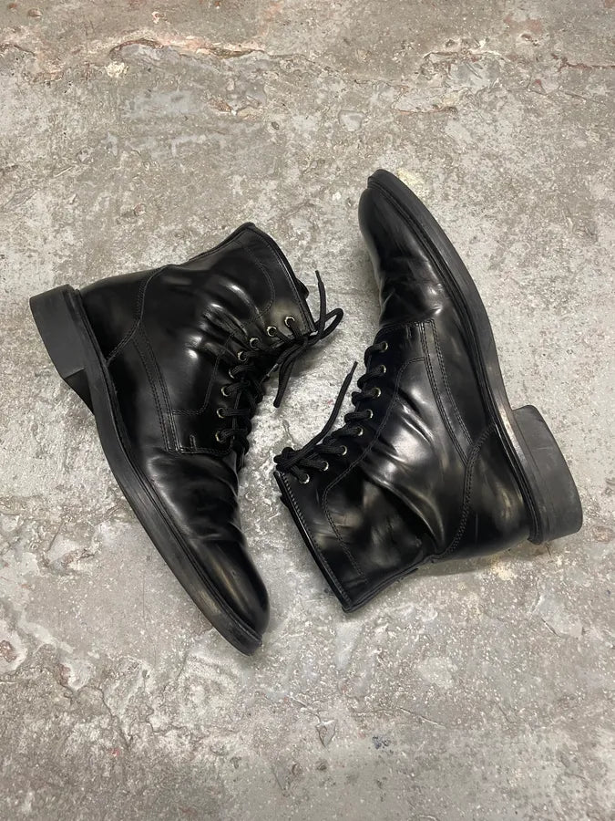 Dolce & Gabbana Black Ankle Pure Leather Boots (44eu/us10) qQExtwI 5
