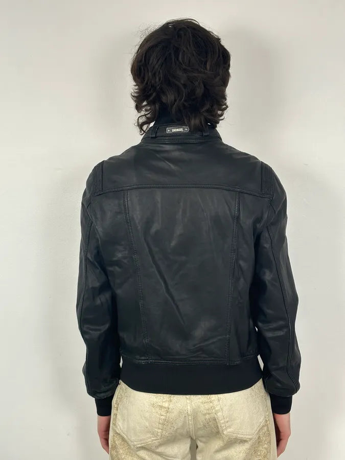 2000s Dolce & Gabbana Black Buttoned Biker Leather Jacket hTeFoBj 2